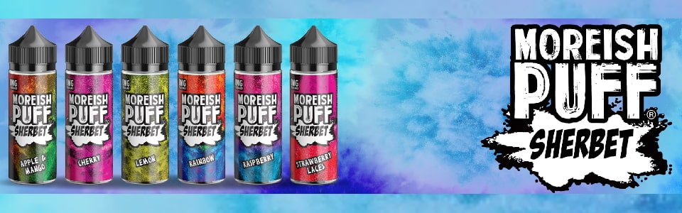 Moreish Puff Sherbet Products and Logo