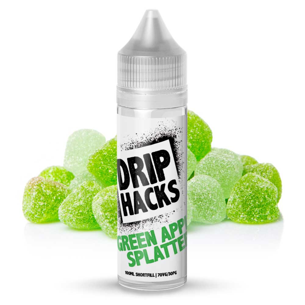 Green Apple Splatter Drip Hacks Shortfill 50ml/100ml with Free Nic Shot